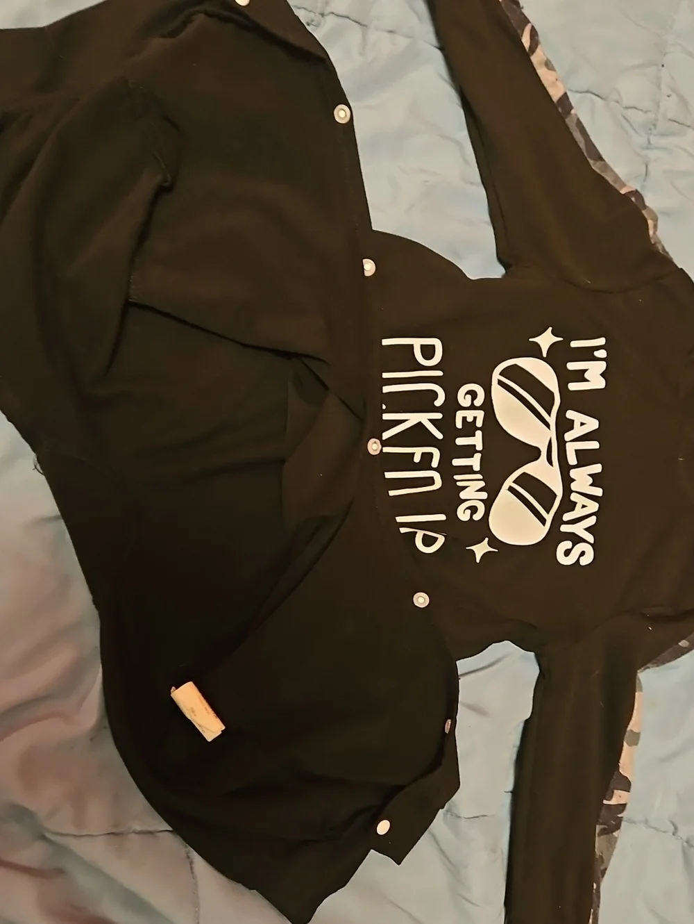 Black Hooded One-Piece Romper with Slogan